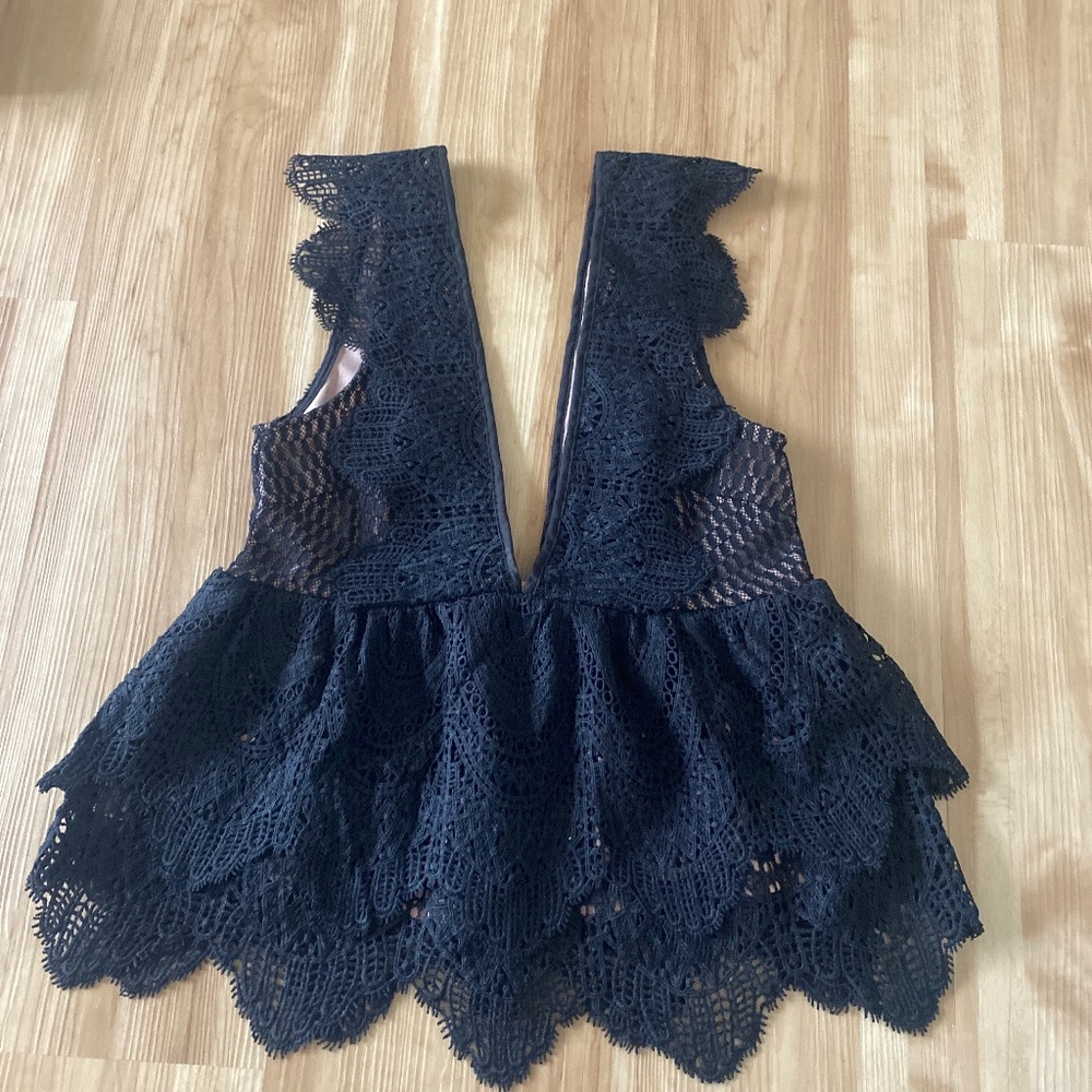Black lace topshop peplum top
